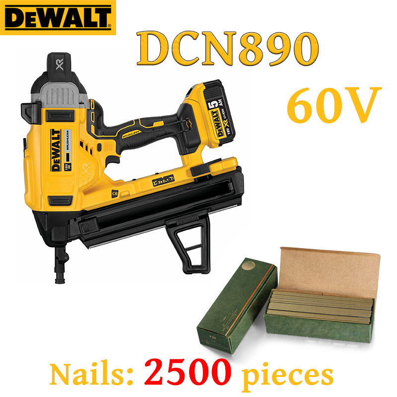 Pistola de unhas elétrica sem escova DEWALT DCN890-SJ 60 V bateria de lítio (2500 pregos grátis)